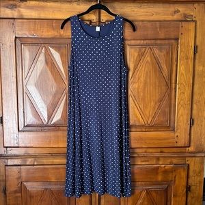 Navy and white polkadots swing dress